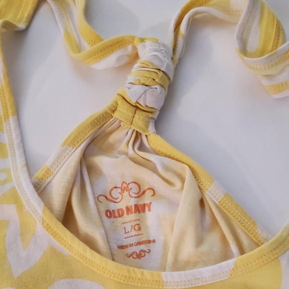 Old Navy Yellow and White Floral Sleeveless Racerback Round Neck Tank Top Size L - Picture 2 of 5